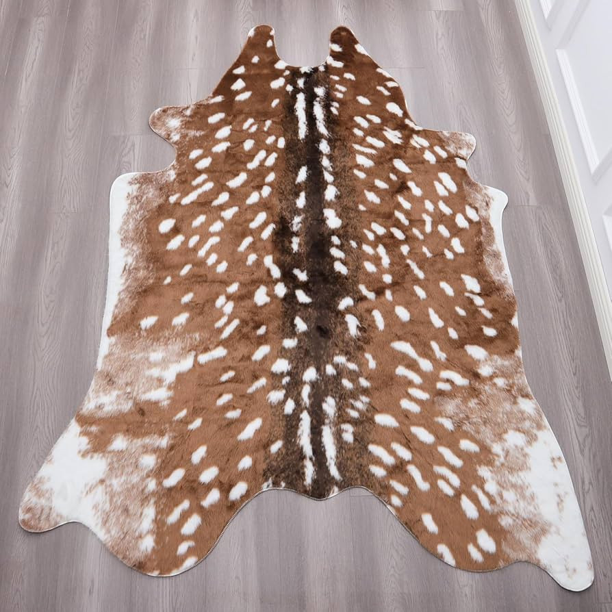 Faux Deer Rug 3x3.6 Feet Sika Deer Hide Carpet Animal Printed Rug Cow Hides and Skins Faux Cowhid... | Amazon (US)