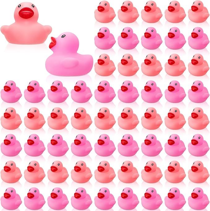 Lenwen 100 Pieces Mini Rubber Ducks in Bulk 1.57 Inch Rubber Ducks Squeak and Float Bath Toy Baby... | Amazon (US)