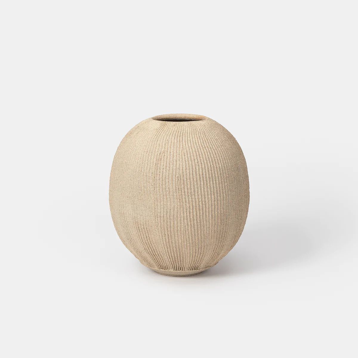 Fluted Vessel 02 Sand Stone Large | Amber Interiors