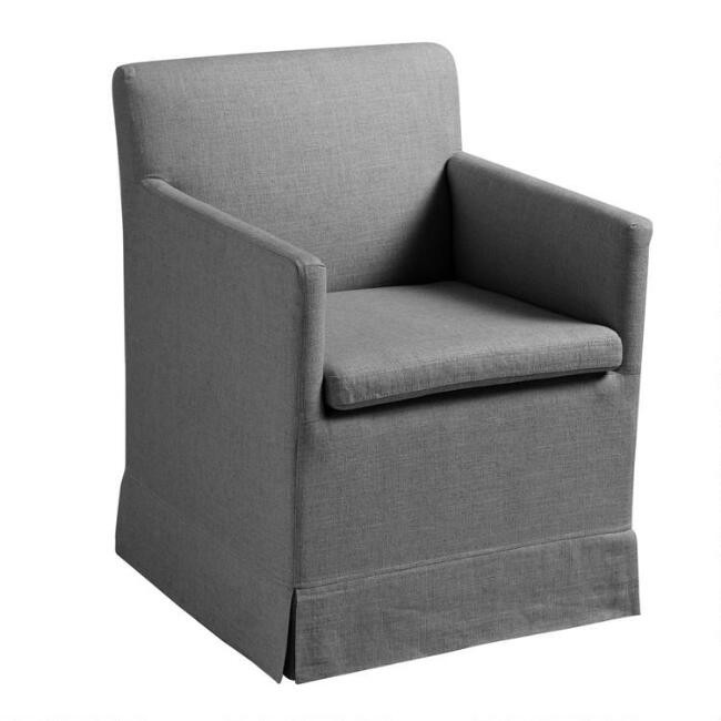 Linen Elena Upholstered Rolling Armchair | World Market