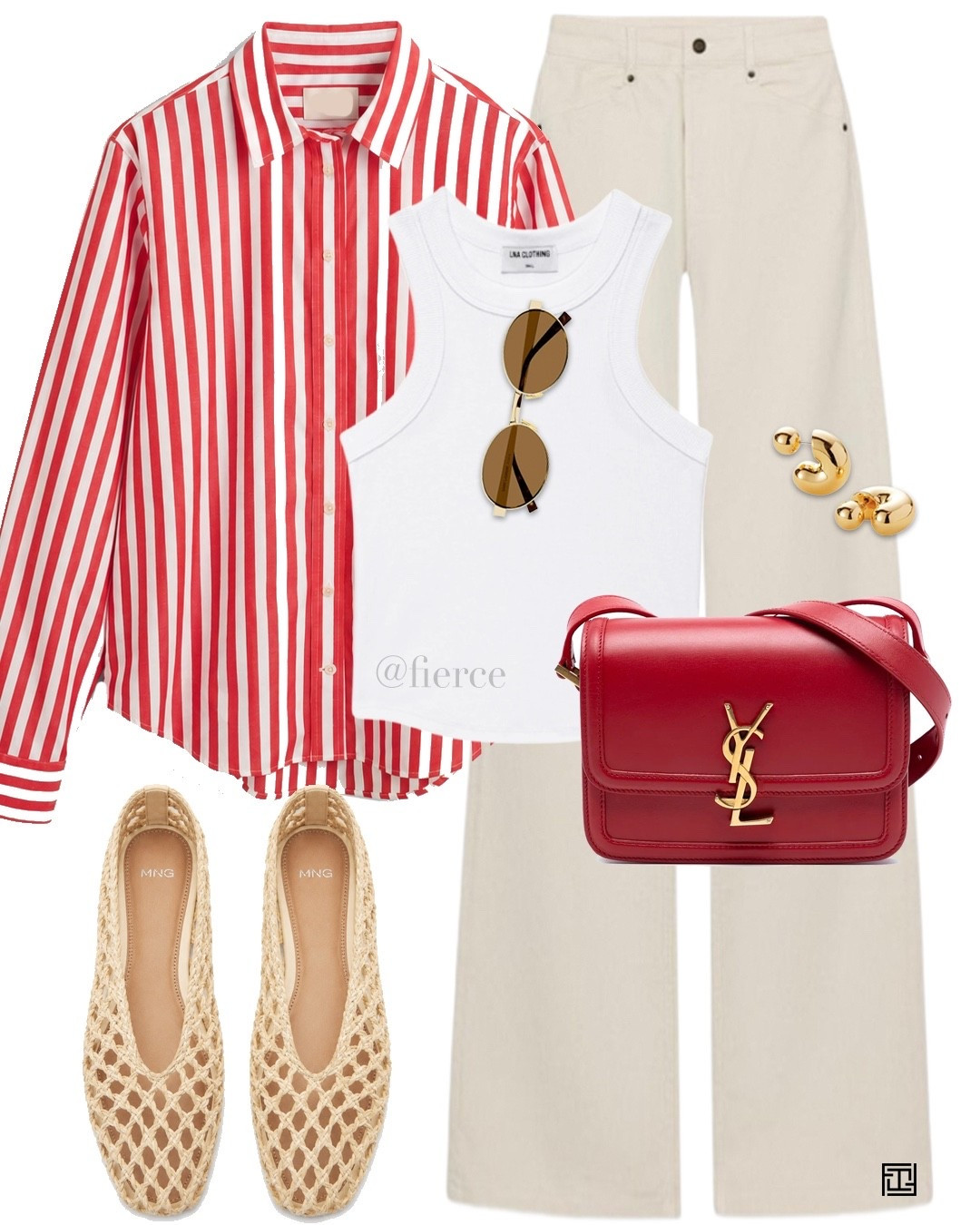 Red striped shirt YSL red bag cream jeans raffia ballet flats tank top

#LTKsummer #LTKeurope #LTKuk