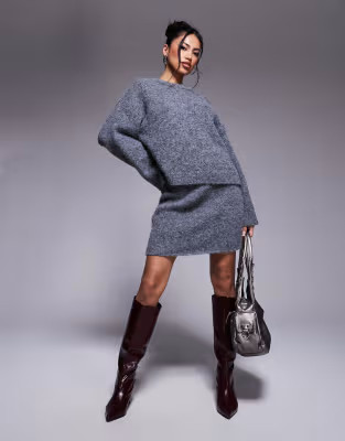 ASOS DESIGN wool blend mini skirt co-ord in charcoal grey | ASOS (Global)