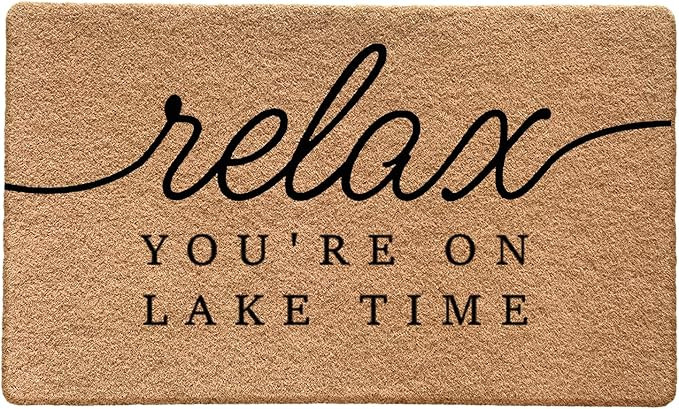 Lake Door Mat, Relax You're on Lake Time Doormat for Front Door Indoor Outdoor Entrance Porch, Na... | Amazon (US)