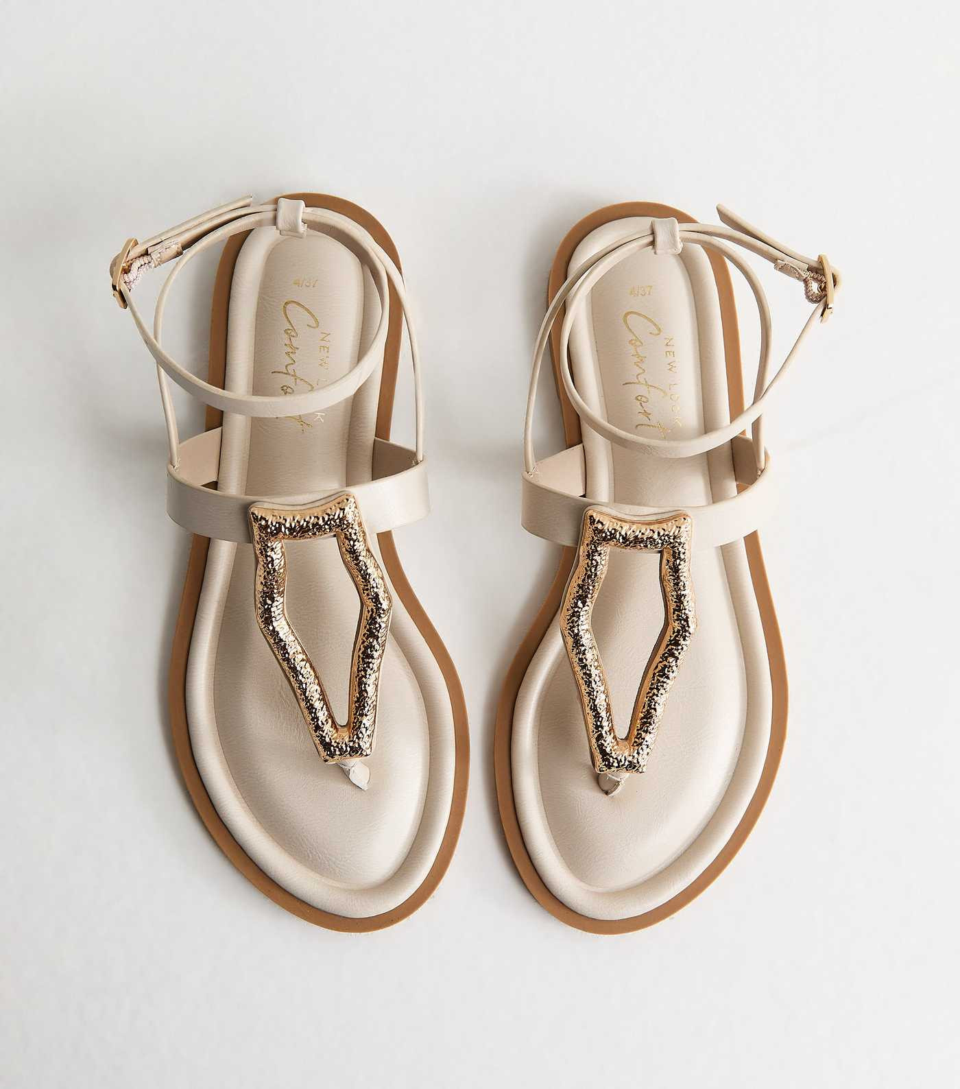 Off White Faux Leather Metal Detail Sandals | New Look | New Look (UK)