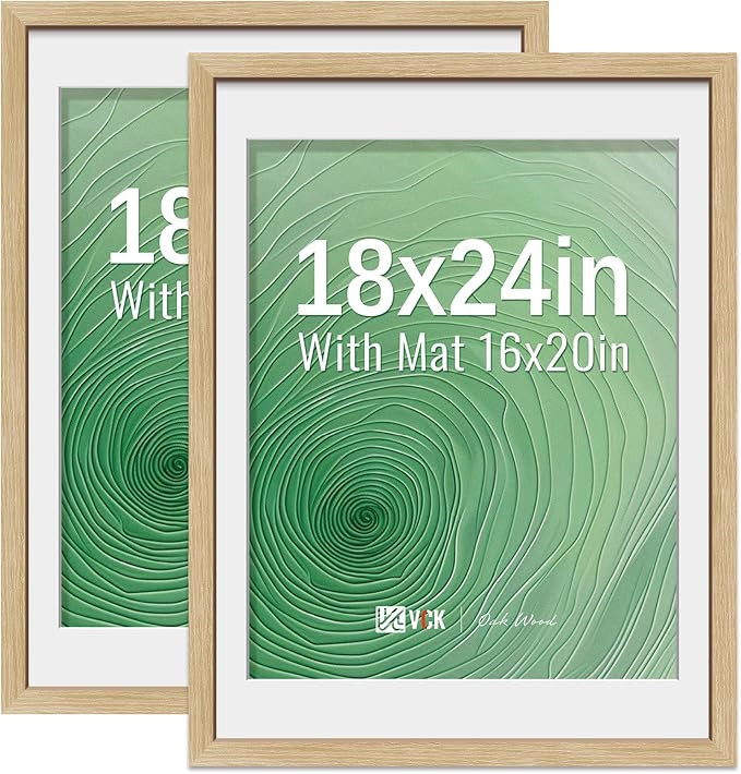 VCK 18x24 Poster Frame 2 Pack - Natural Oak, High-End Wood Picture Frames with Polished Plexiglas... | Amazon (US)
