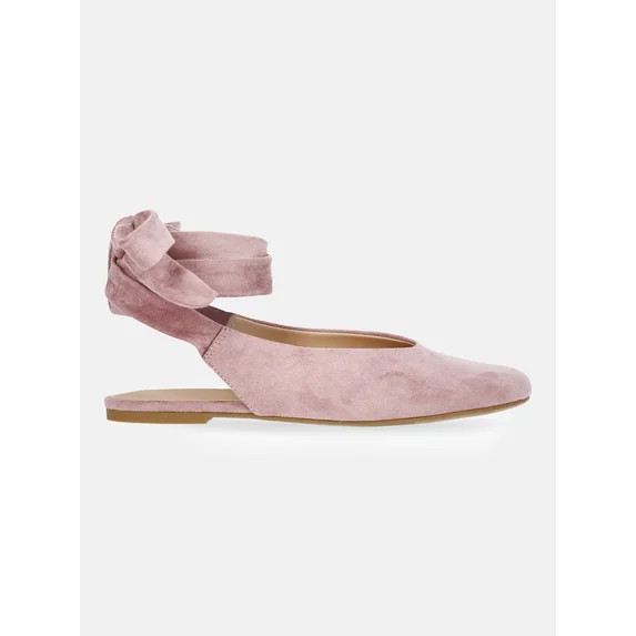 Scoop Women's Faux Suede Ankle Wrap Ballet Flats | Walmart (US)