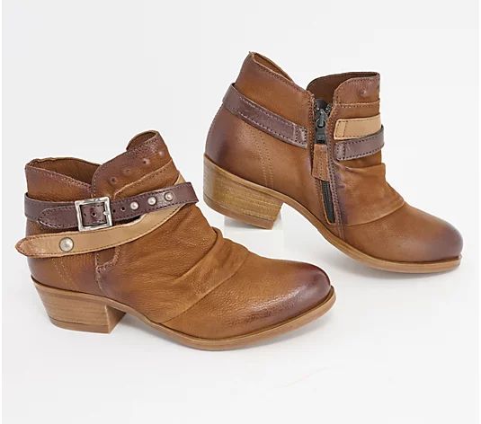 Miz Mooz Leather Buckled Ankle Boots - Bucky - QVC.com | QVC