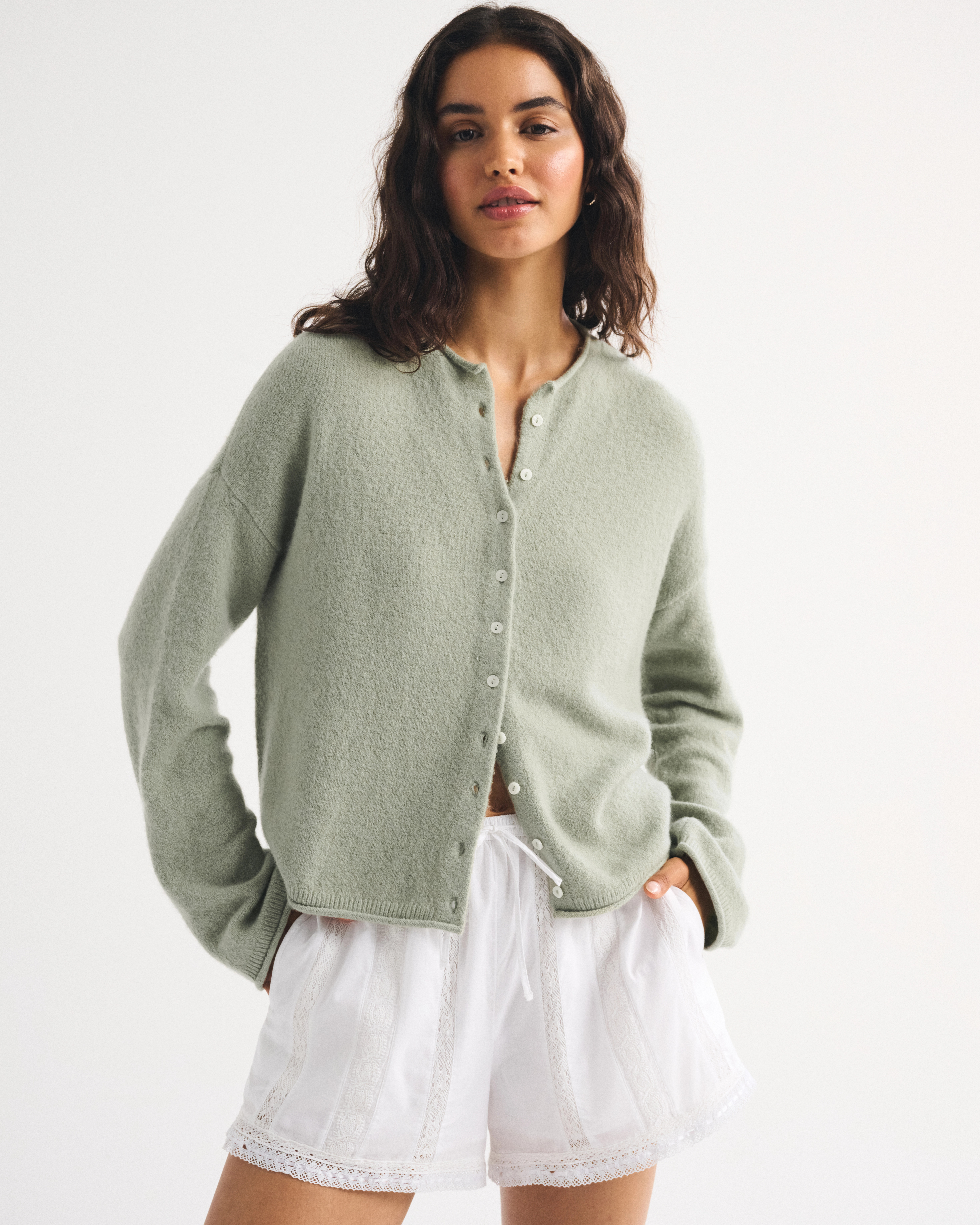 Merino Wool-Blend Roll Neck Cardigan | Abercrombie & Fitch (US)