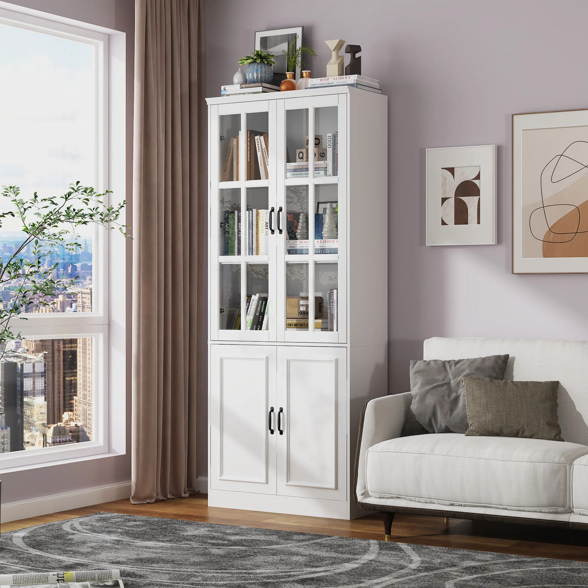 78.7'' H x 31.5'' W 5-Tier Bookcase With Glass Doors | Wayfair North America