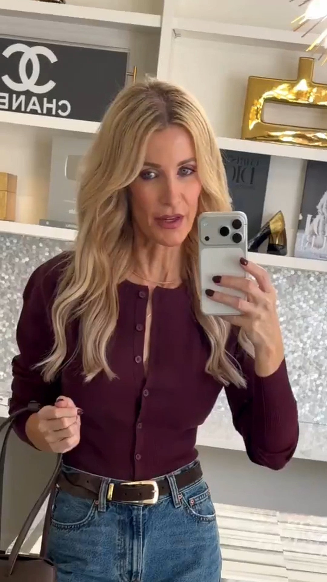 Burgundy and denim make the prettiest fall outfit! I styled this fitted cardigan with wide-leg jeans, a brown belt, and pointed-toe boots for an easy, polished look. I’m wearing an XS in the cardigan and a 24 in the jeans.

#LTKStyleTip #FallOutfits #WideLegJeans #BurgundyCardigan
 

 

#LTKOver40