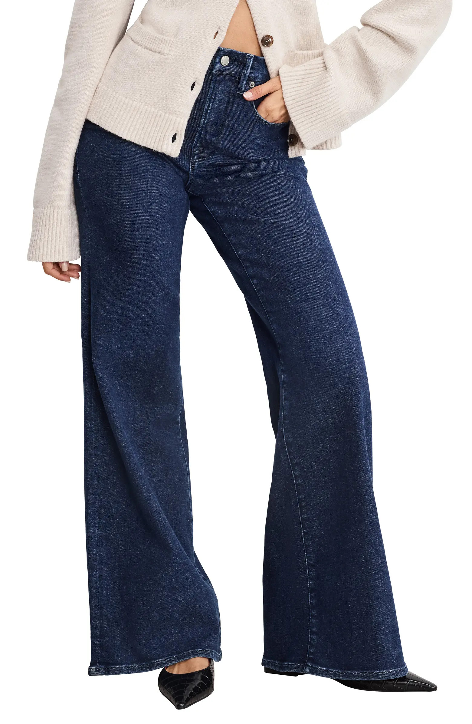 Good American Good Waist High Waist Wide Leg Palazzo Jeans | Nordstrom | Nordstrom