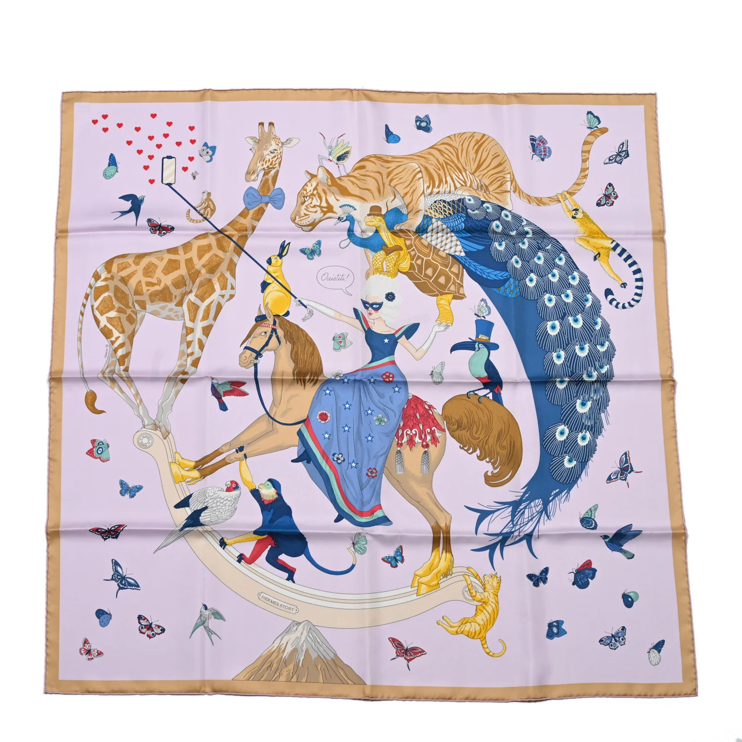 Silk Story Scarf 90 Rose Nacre Bleu Beige | FASHIONPHILE (US)