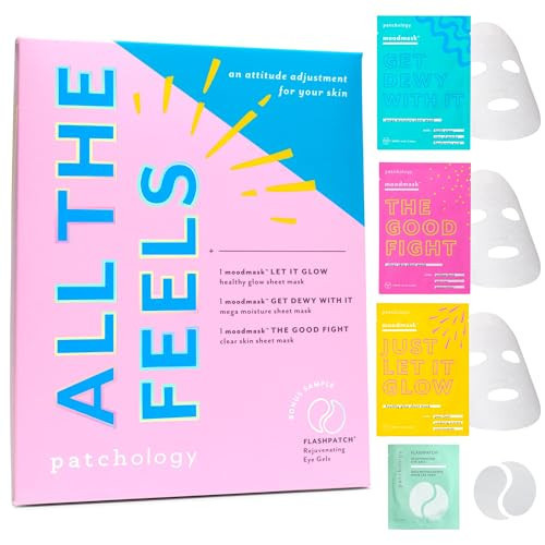 Patchology "All the Feels Sheet Masks - Hydrating Face Masks for dry skin and blotchy redness. Facial Sheet Mask Skincare Treatment to reduce puffiness, redness and wrinkles (3 Piece Set) | Amazon (US)