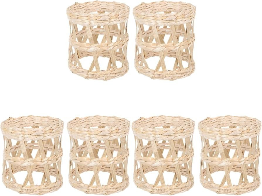 Yardwe Coffee Cup Sleeve 6 Pcs Wicker Woven Cup Holders Rustic Hand Woven Drink Holder Stand Cup ... | Amazon (US)