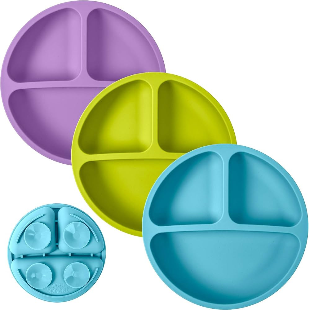WeeSprout Suction Plates for Babies & Toddlers | 100% Silicone | Plates Stay Put with Suction Fea... | Amazon (US)