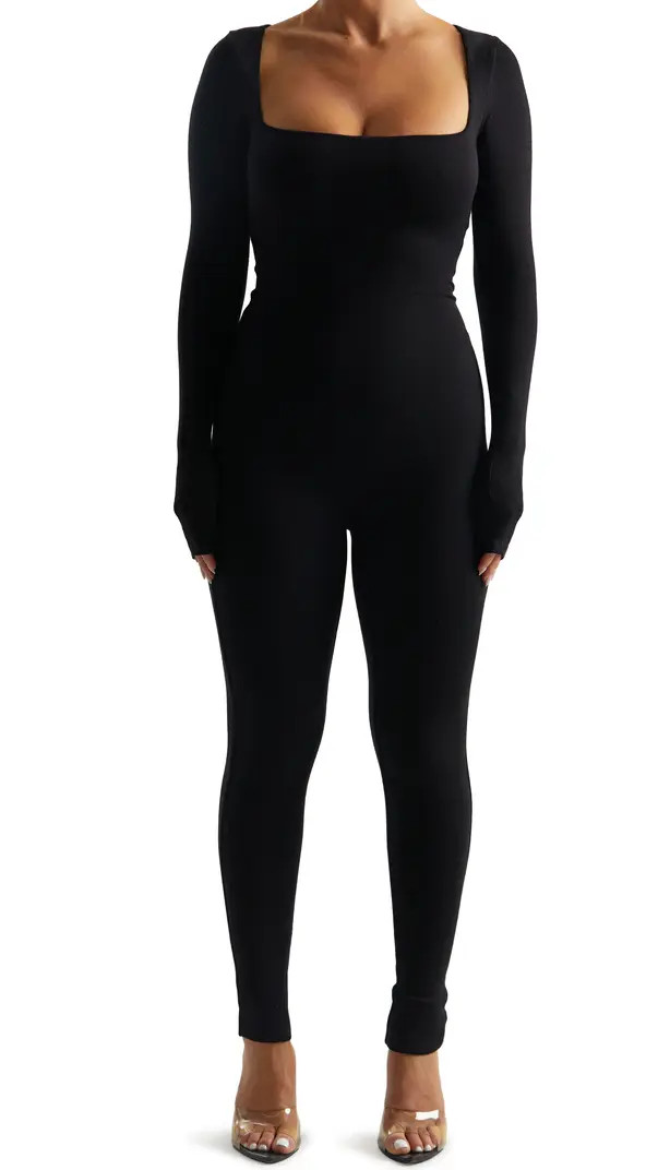 Naked Wardrobe Square Neck Long Sleeve Jumpsuit | Nordstrom | Nordstrom