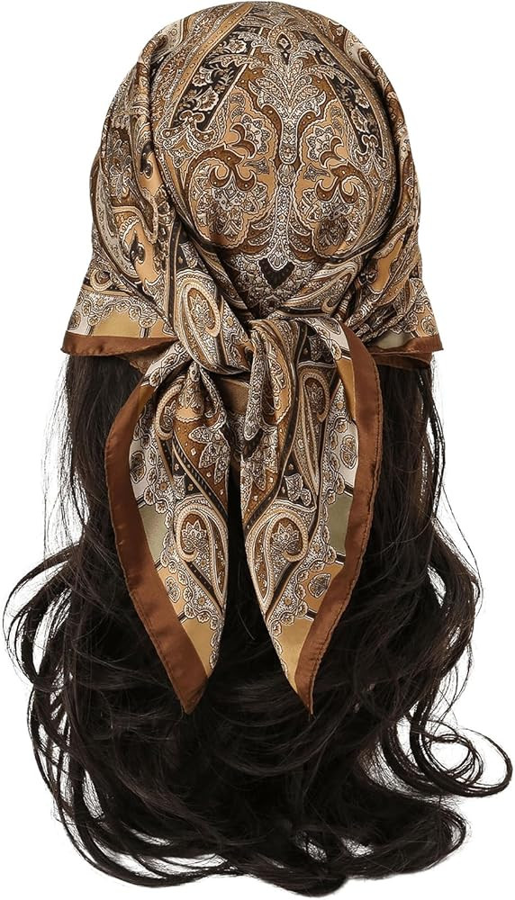 Floerns Women's Vintage Silk Bandana Paisley Print Headscarf Boho Square Hair Scarf | Amazon (US)