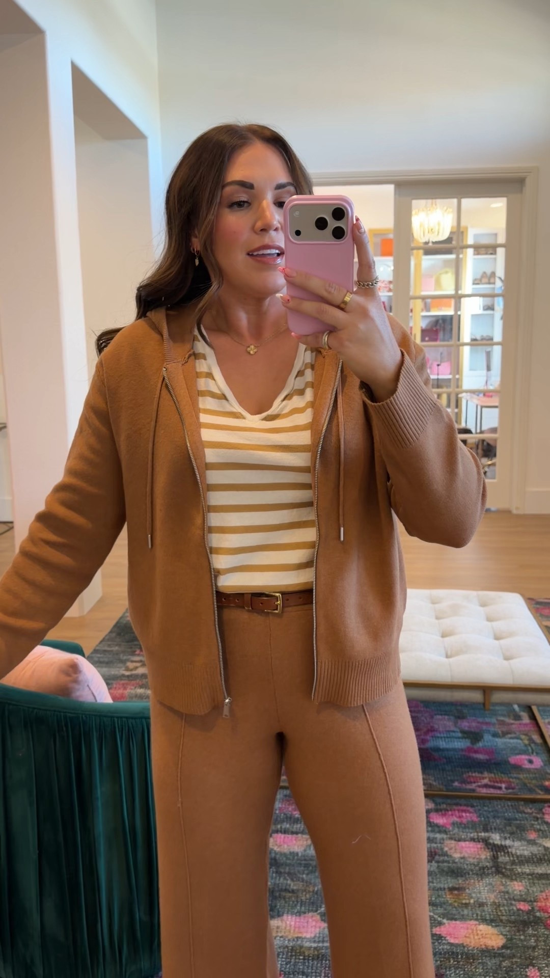 comfy curvy midsize set mom on the go! in the size large in camel sweater zip up and sweater pants! 

#LTKSeasonal #LTKdayinmylife #LTKMidsize