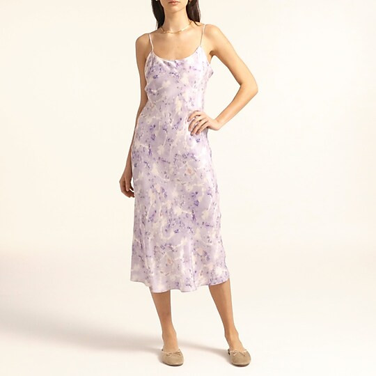 Flora Obscura X J.Crew eco cupro slip dress in lavender fields | J. Crew US