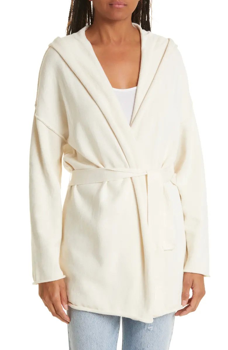 Hooded Tie Waist Cotton & Cashmere Cardigan | Nordstrom
