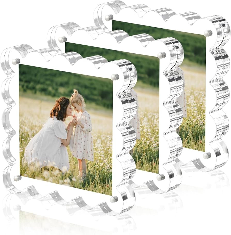 Clear Picture Frames 3Pack - Acrylic Magnetic Photo Frame 4×4 Inch, Double Sided Magnet Frames w... | Amazon (US)