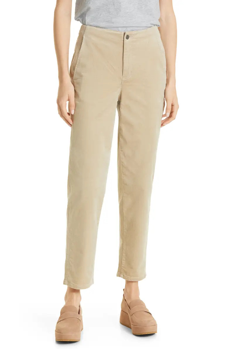 Crop Tapered Organic Cotton Blend Corduroy Pants | Nordstrom