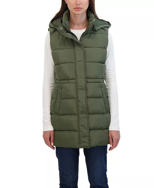 Sebby Collection Women's Puffer Vest With Drawstring Waist - Macy's | Macy's