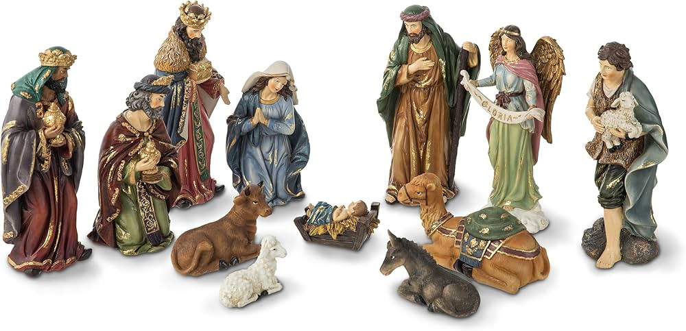 glitzhome Set of 12 Nativity Figurine Sets for Christmas Indoor 10" H Resin Nativity Sets Christm... | Amazon (US)