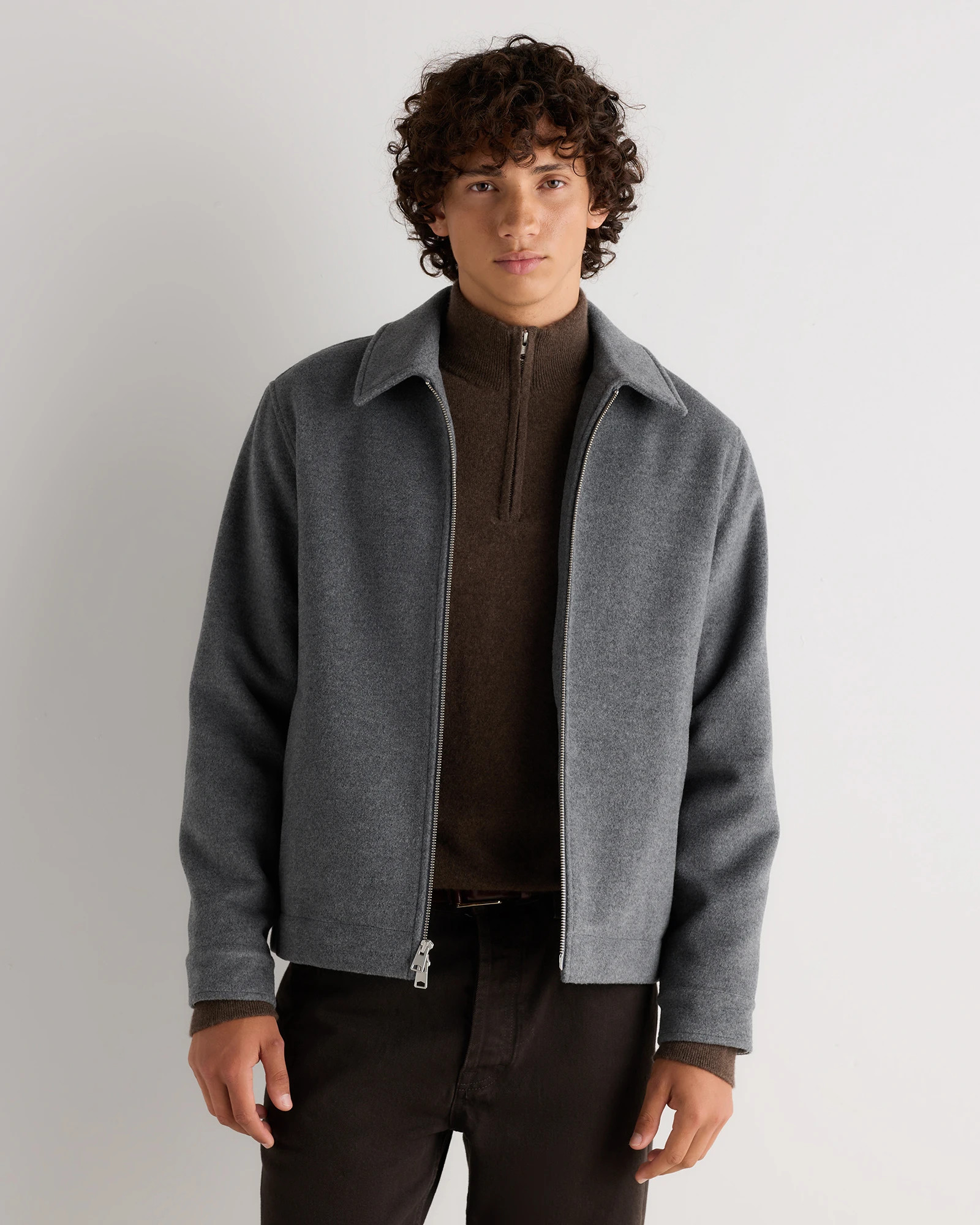 Quince | Men's Wool Cashmere Harrington Jacket in Heather Charcoal, Size Large | Quince