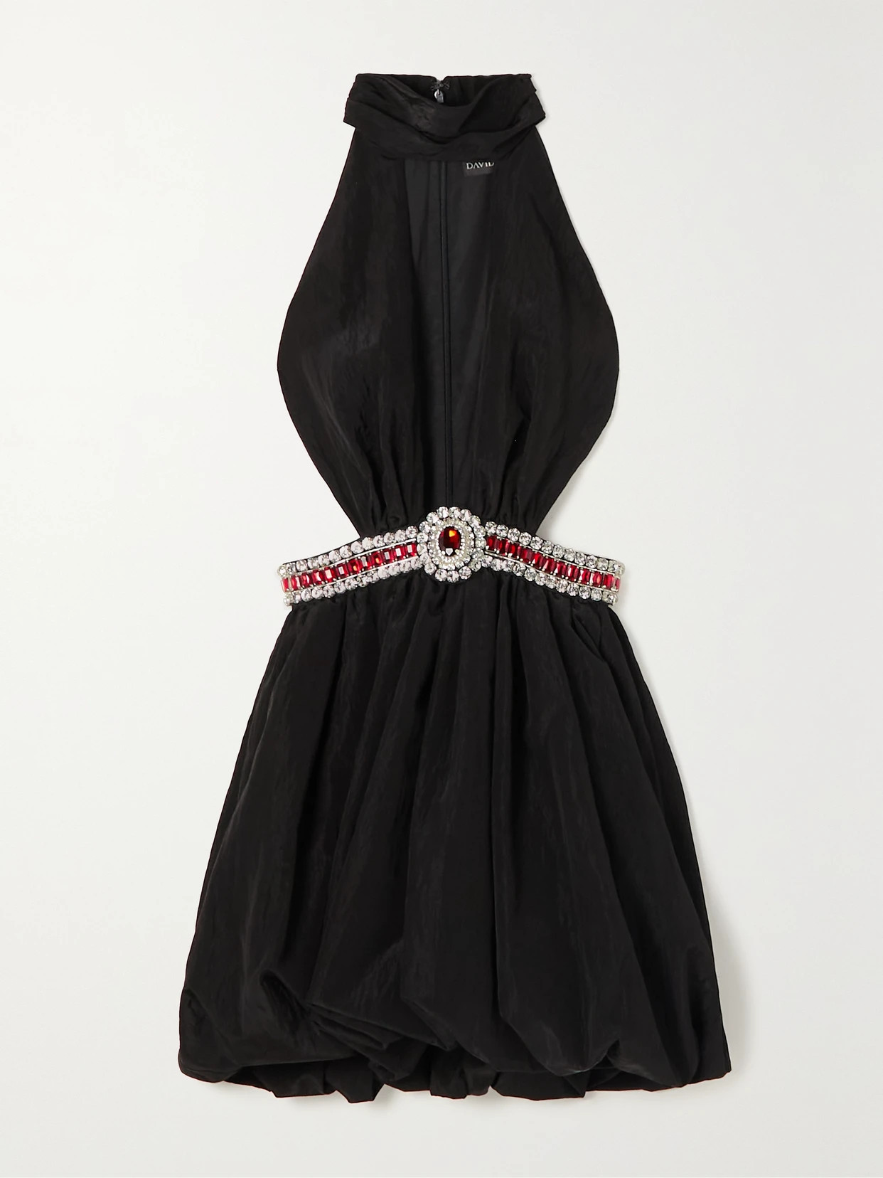 David Koma - Embellished Cutout Taffeta Mini Dress - Black | NET-A-PORTER (US)