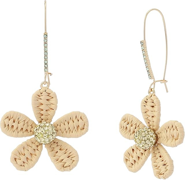Betsey Johnson Jewelry Women's Spring Chick Raffia Daisy Dangle Earrings | Amazon (US)