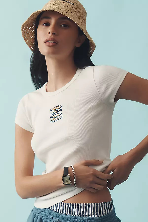 Embroidered Baby Tee | Anthropologie (US)