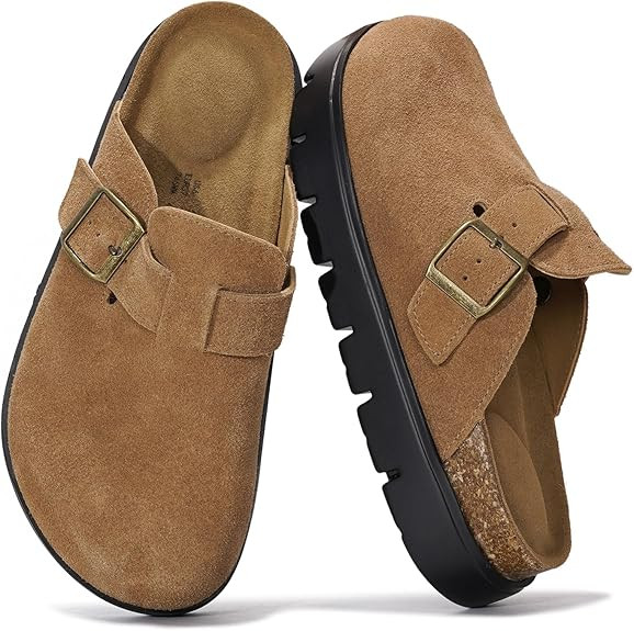 Project Cloud Genuine Leather Platform Clogs for Women Footwear - Memory Foam Arch Support Cork F... | Amazon (US)