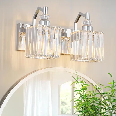 Modern Bathroom Vanity Light Fixture With Crystal Shade, Over Mirror Lighting For Elegant Bathroom Decor | Wayfair North America