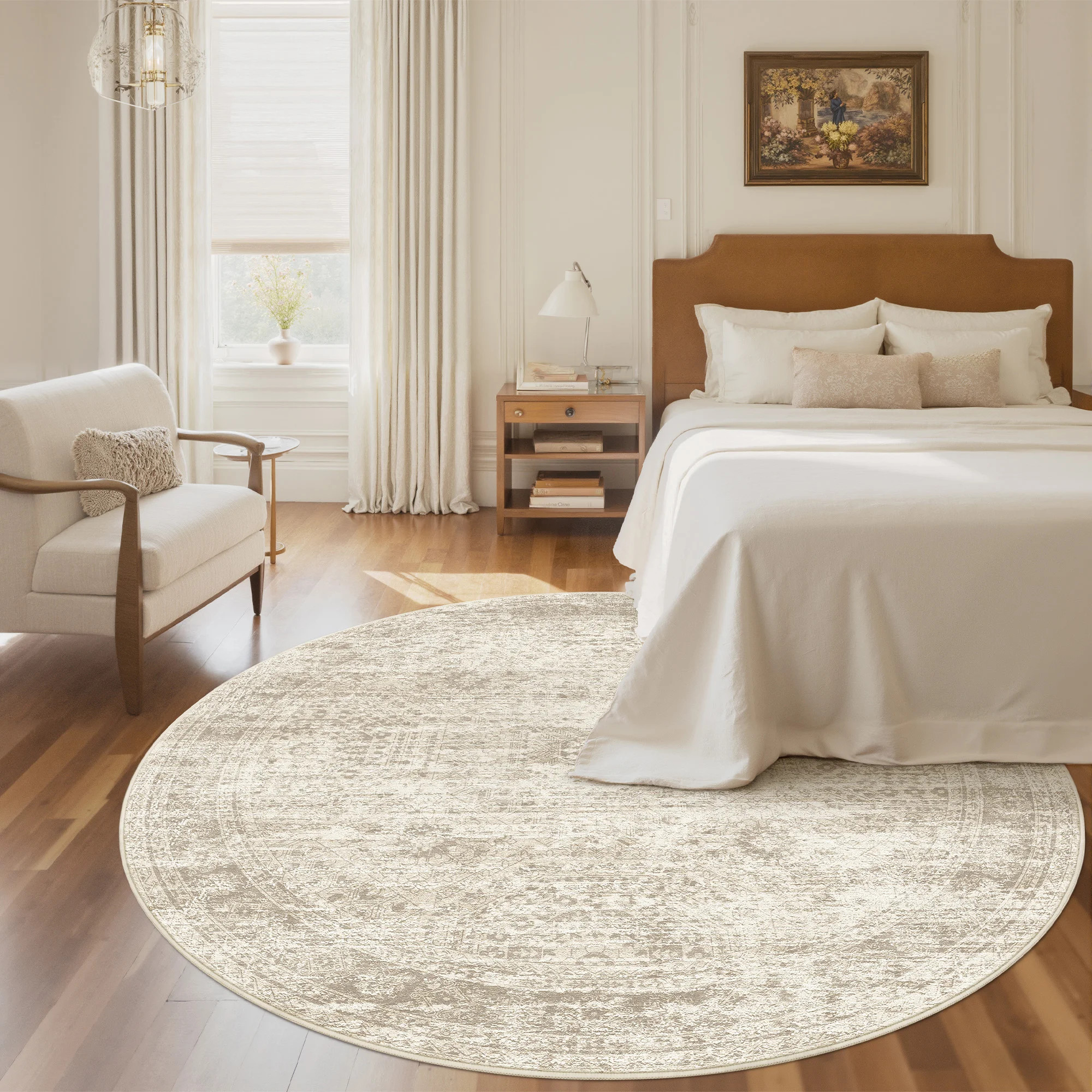 Washable Rug, Distressed Persian Rugs for Living Room, Stain resistant Abstract Area Rugs(Beige, ) | Wayfair North America