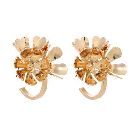 tasrioml 1 Pair Women Hanging Earrings Retro Flower Shape Polished Alloy Solid Color Ear Jewelry Prom Party Club Dangle Earrings | Walmart (US)