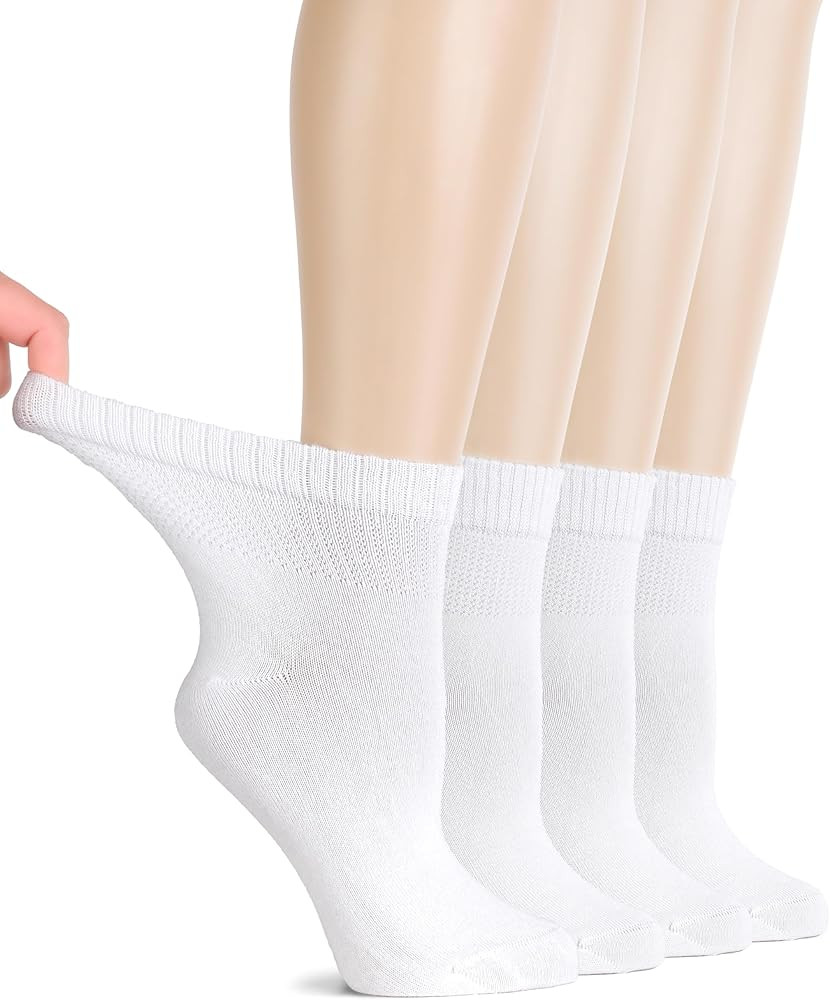 Hugh Ugoli Diabetic Socks for Women, Super Soft, Thin Bamboo Ankle Socks, Wide, Loose, Non-Bindin... | Amazon (US)