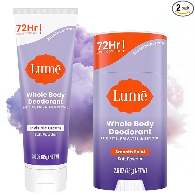 Lume Whole Body Deodorant - Invisible Cream - 72 Hour Odor Control - Aluminum Free, Baking Soda F... | Amazon (US)