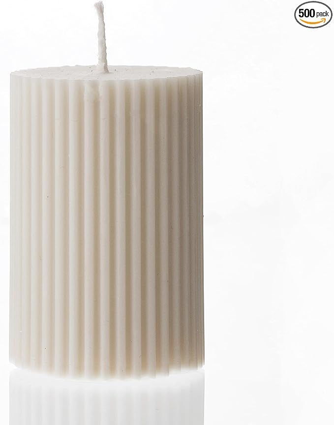 LAWA Roman Tall Ribbed Pillar Candle - Scented Soy Wax Stripped Dinner Candle | Classic Aesthetic... | Amazon (US)
