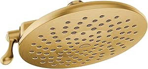 Moen Velocity Brushed Gold Showerhead Two-Function Rainshower 8-Inch Showerhead with Immersion Te... | Amazon (US)