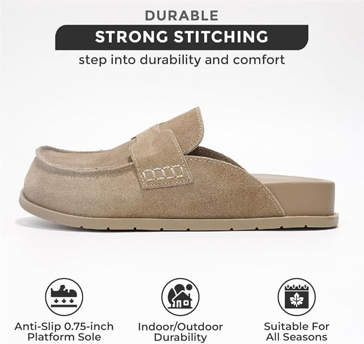 Project Cloud Genuine Suede Womens Clog - Memory Foam Arch Support Non-Slip Sole Mules & Clogs fo... | Amazon (US)