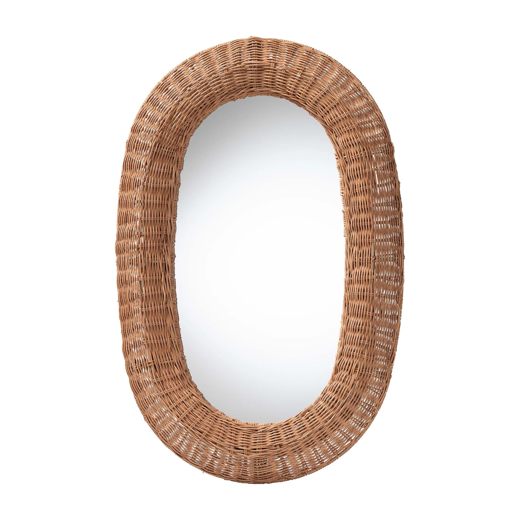 Bali & Pari Brisia Oval Rattan Wall Mirror - Handwoven Wicker Framed Mirror For Entryway, Living ... | Wayfair North America