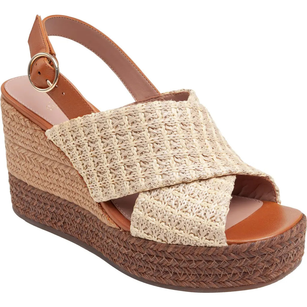 Linea Paolo Valery Wedge Sandal in Natural/Cognac at Nordstrom, Size 5.5 | Nordstrom