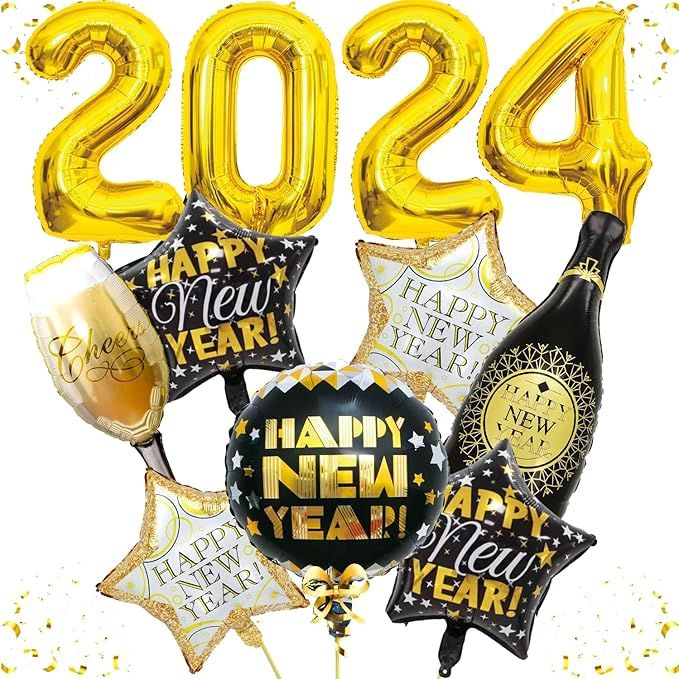 Happy New Years Eve Party Supplies Decorations 2024 Balloons Set,10 PCS New Years Eve Balloons Go... | Amazon (US)
