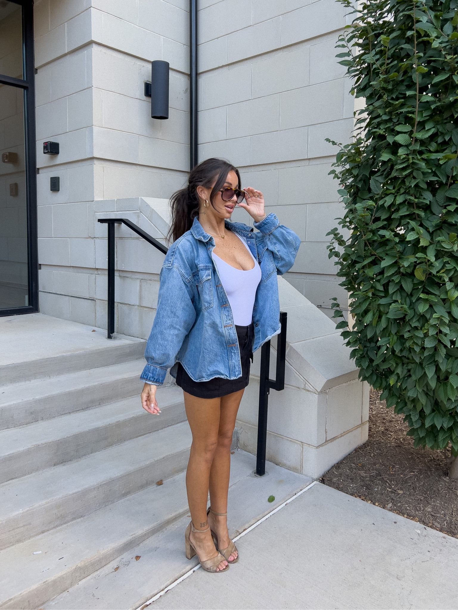 Denim jacket + cargo skirt 🫶🏻
Denim jacket is the Nico Shirt Jacket and bodysuit is the contour square neck both from Artizia but I linked similar ones below! 
#demin #cargoskirt #ootd #summer #summeroutfits 

#LTKunder100 #LTKstyletip