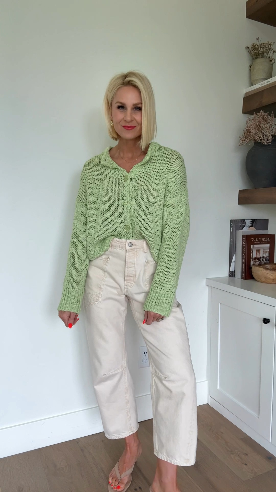 One of my favorite color combos for spring! 
This knit cardigan is SO Beautiful. I bought it in several colors. Be sure and size down. Wearing a small.
Size down in jeans too! 
Target suede sandals that look good with so many spring and summer outfits. Fit tts

#LTKdayinmylife #LTKmomlife #LTKgrwm