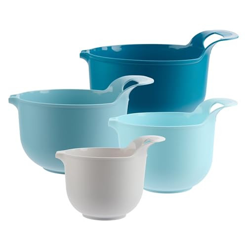 YVCDFRE Four-piece nested plastic mixing bowl set with pour spout and handle, blue | Amazon (US)