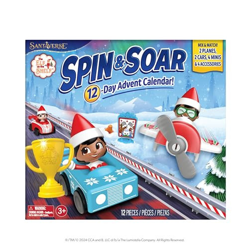 12-Day Advent Calendar - The Elf on the Shelf Spin & Soar Christmas Countdown with 12 Mix and Match Playable Scout Elf Mini Figures and The Elf on the Shelf Accessories - For Ages 3 Years and Above - Scout Elf Not Included | Amazon (US)