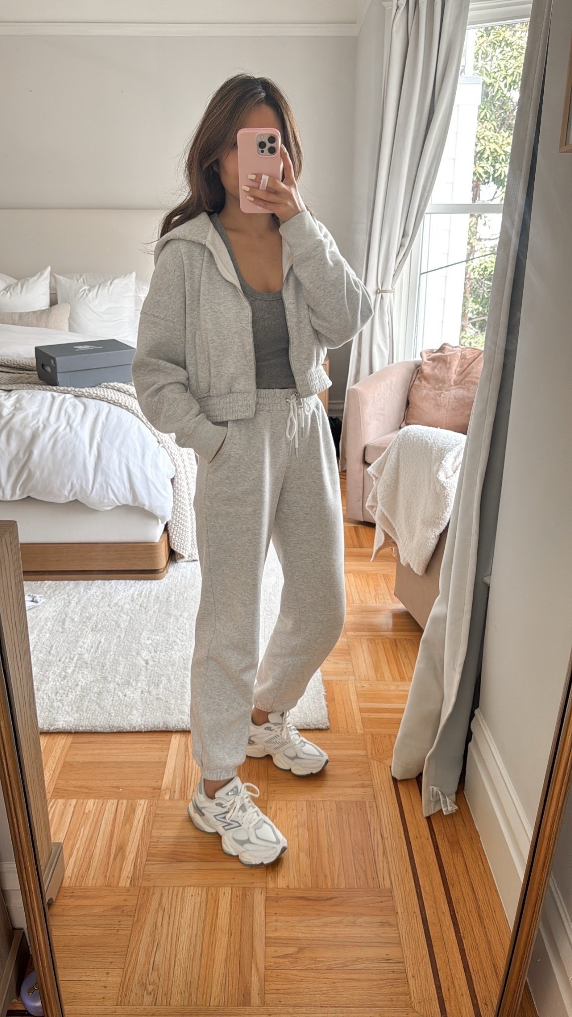 Sweatpants on sale for $25.50 with stackable code AFFLEECE 

Sizing:
Tank - tts, xs
Hoodie - old, linked current version from Abercrombie, wearing small in this one 
Sweats - tts, xs 
Sneakers - sized down 1/2 size 

#LTKSaleAlert #LTKFindsUnder50