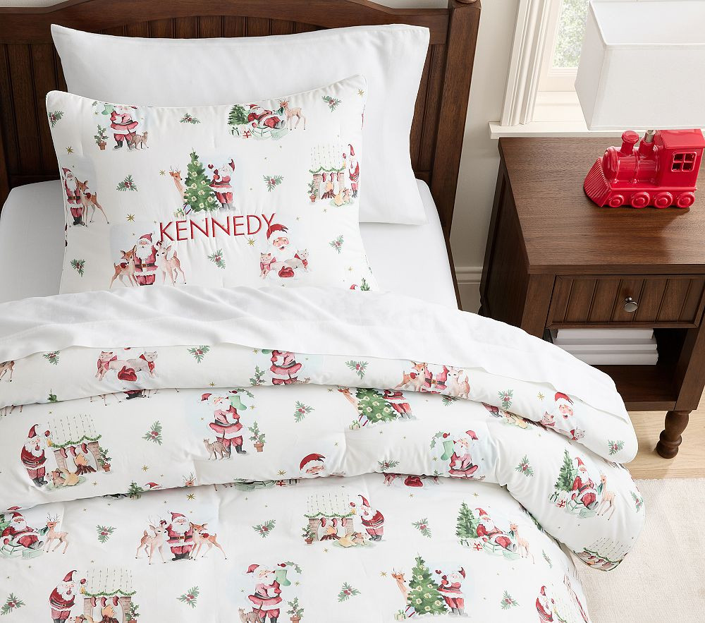 Holly Jolly Santa Comforter & Shams | Pottery Barn Kids
